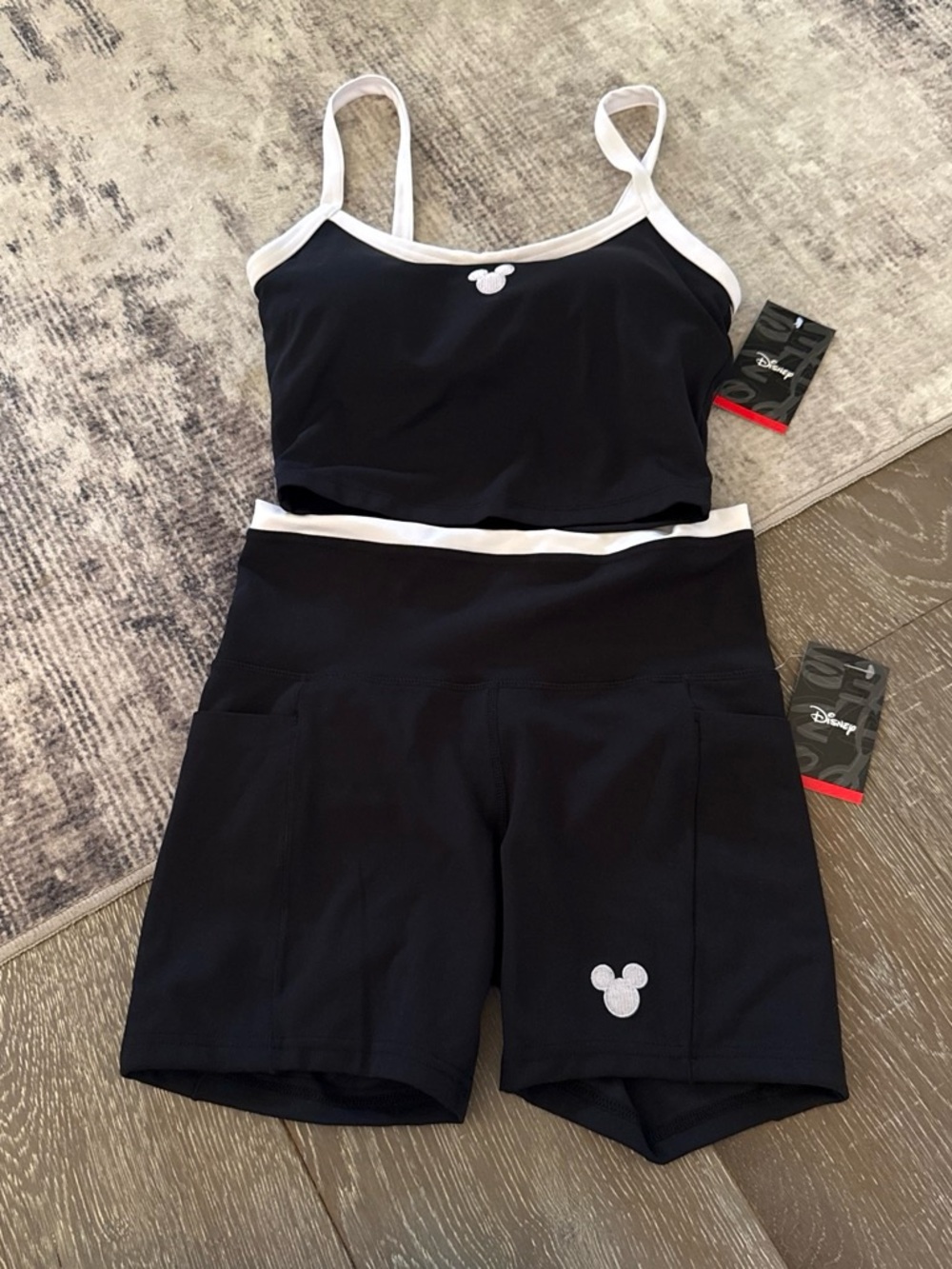 Disney Black Athletic Bike Shorts with White Trim